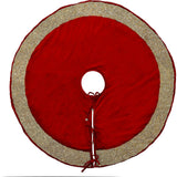 Red Velvet Christmas Tree Skirt Hand Beaded Gold Border - 60" / 72"