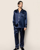 Men's Silk Pajama Set in Navy