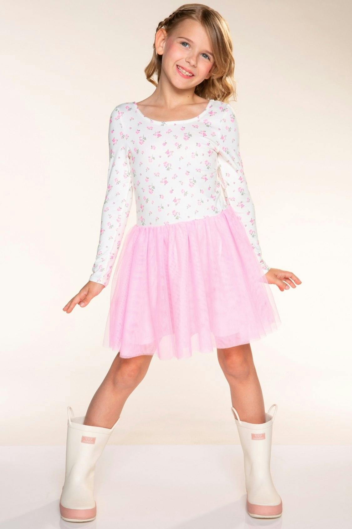 Simply Soft Long Sleeve Scoop Back Tulle Be Happy Dress