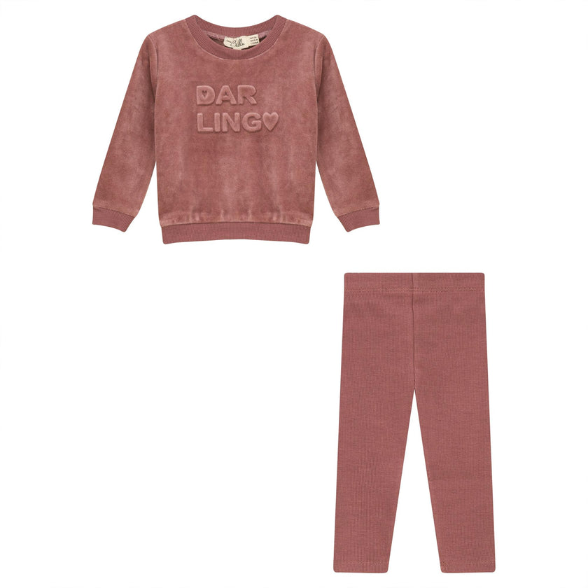 Charming Darling Print Ribbed Elastic Waist Top and Leggings Two Piece Set