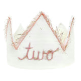 "Two" Linen Crown With Eyelash Trim