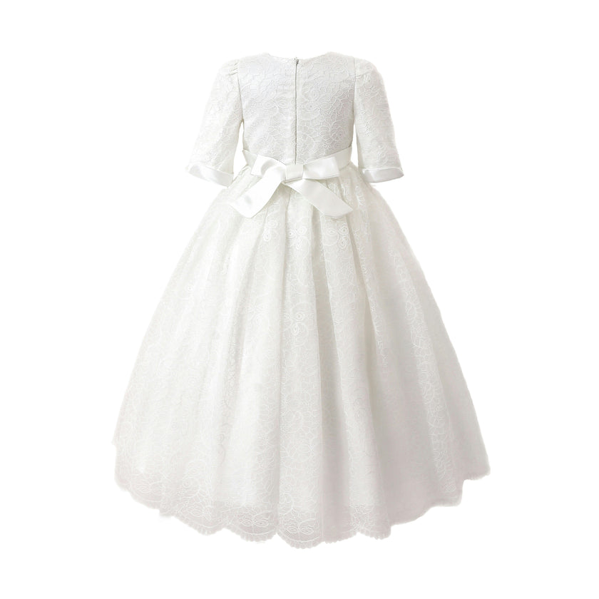 White Shannora Puff Sleeve Formal Dress