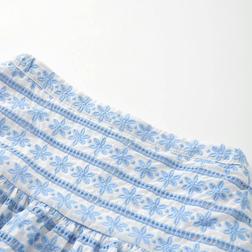 Odessa Frill Embroidered Maxi Skirt