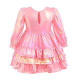 Pink Metallic Ruffle Party Dress