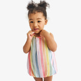 Baby cotton gauze bubble shortie in rainbow stripe