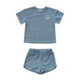Short Sleeve Cotton Terry Set in Mountain Spring