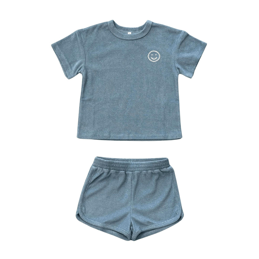 Short Sleeve Cotton Terry Set in Mountain Spring