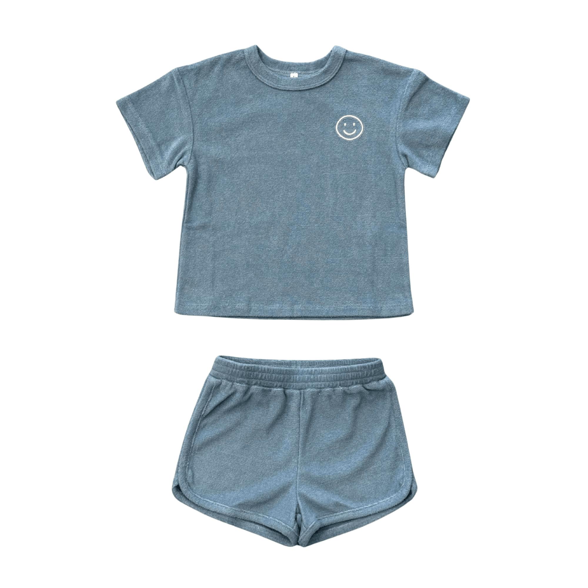Short Sleeve Cotton Terry Set in Mountain Spring
