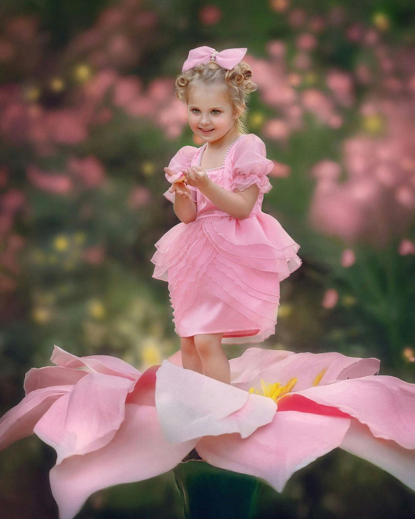 Blush Petal Princess Ruffle Pink Birthday Dress for Girls