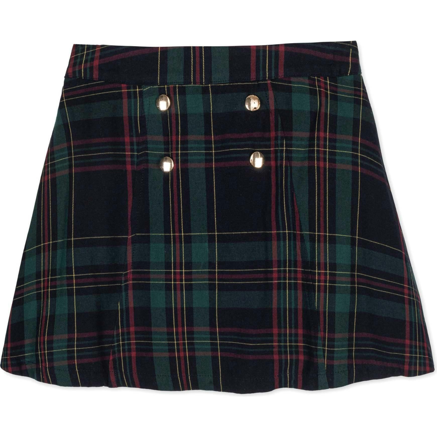 Organic Pull-on Double Button Party Skirt, Blue