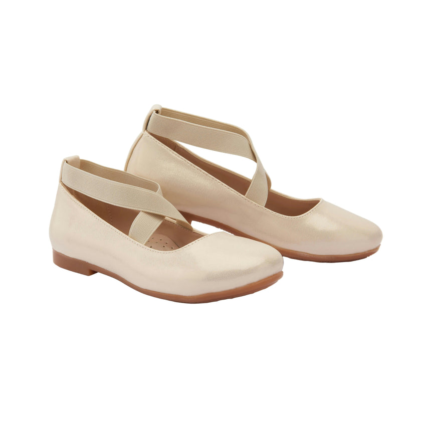 Gold Satin Baby Ballerina Flats