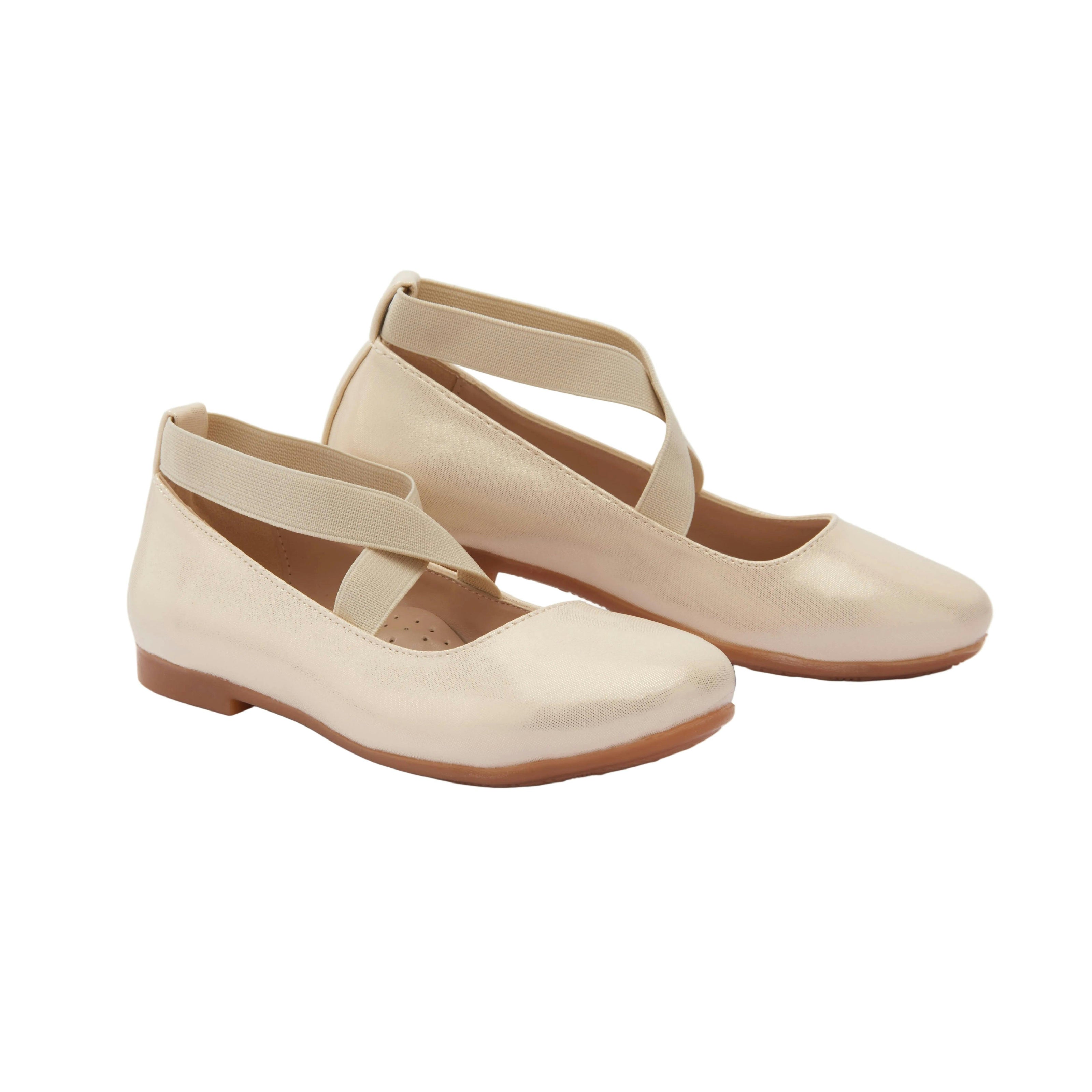 Gold Satin Baby Ballerina Flats