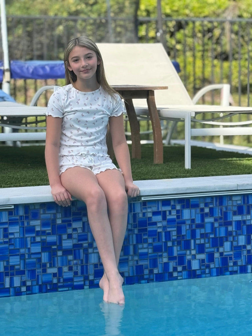 Girls Ribbed 2 Piece Top and Shorts Set