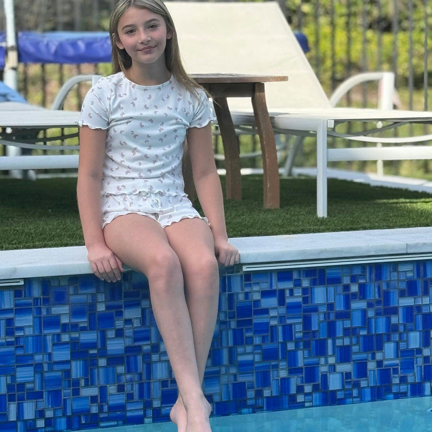 Girls Ribbed 2 Piece Top and Shorts Set
