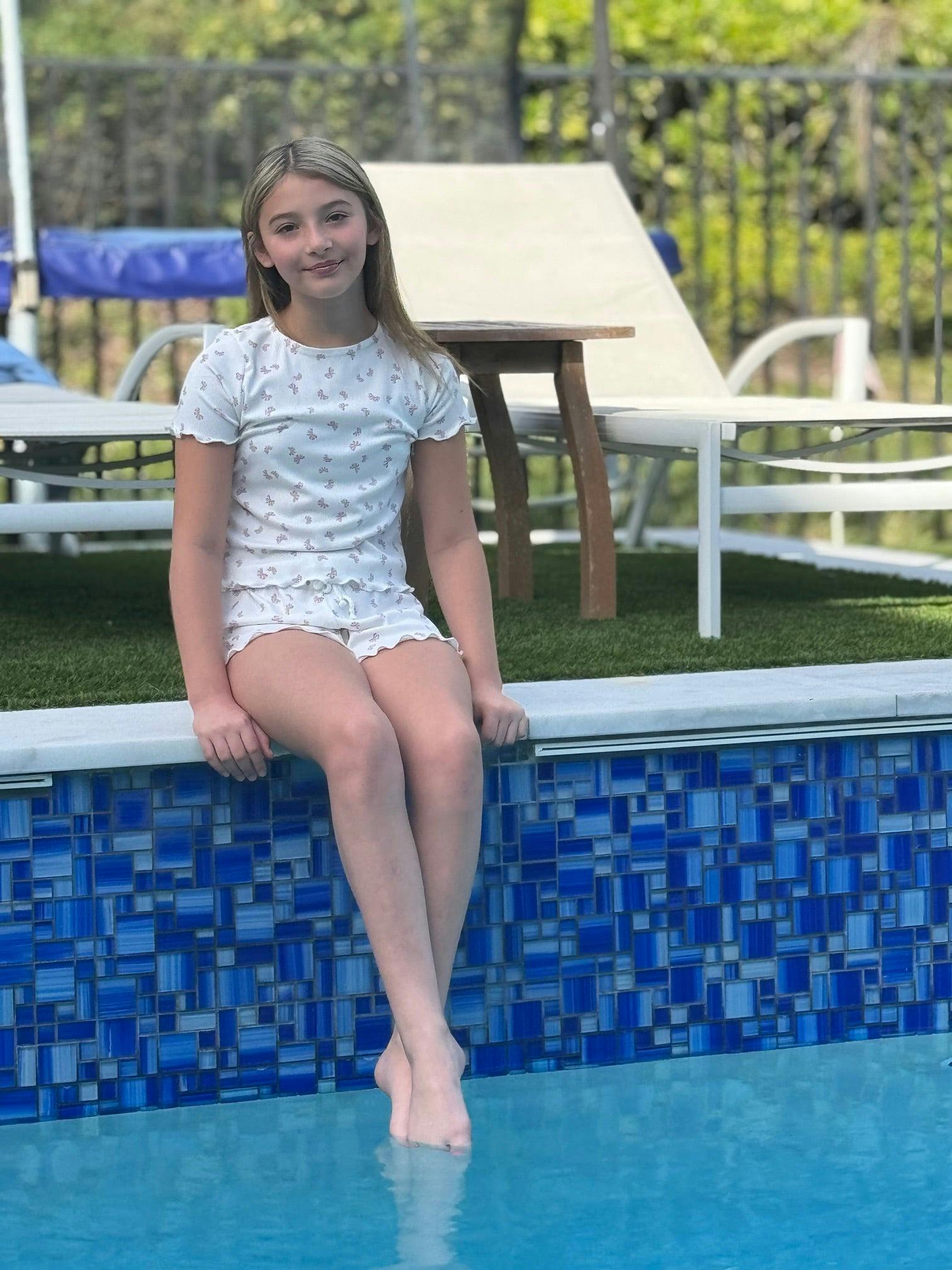 Girls Ribbed 2 Piece Top and Shorts Set