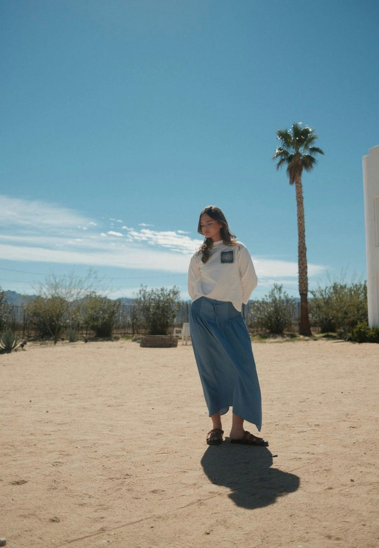 DENIM TIE SKIRT