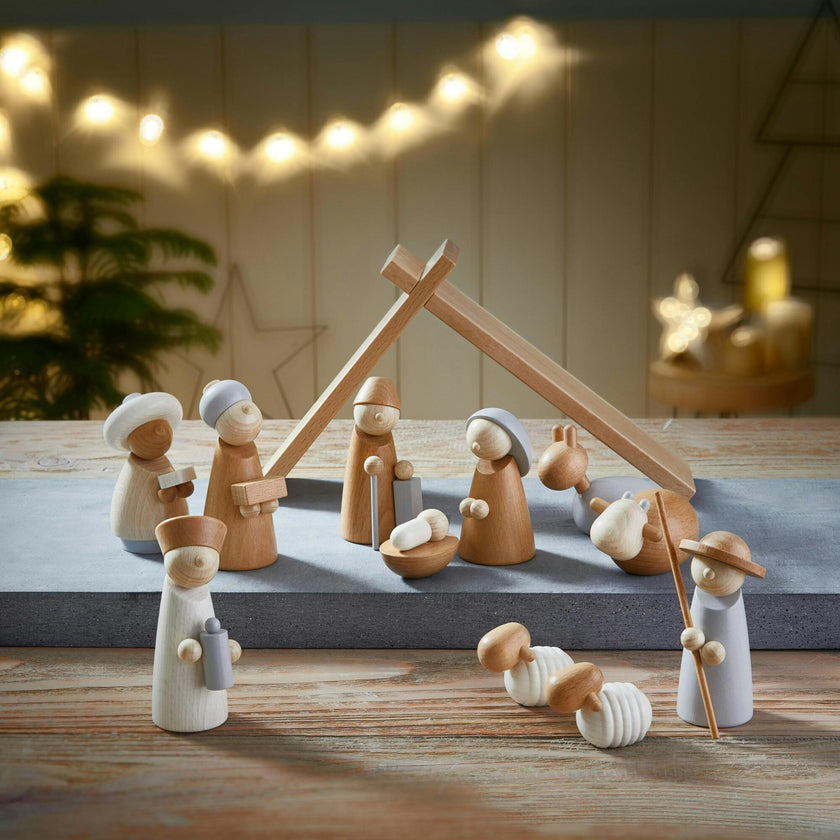 Natural Wood Nativity Scene Play Set