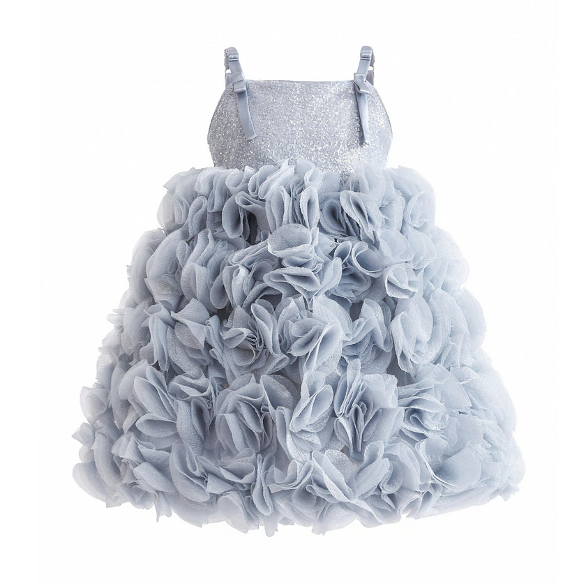 Blue Arabella Glitter Ruffle Dress