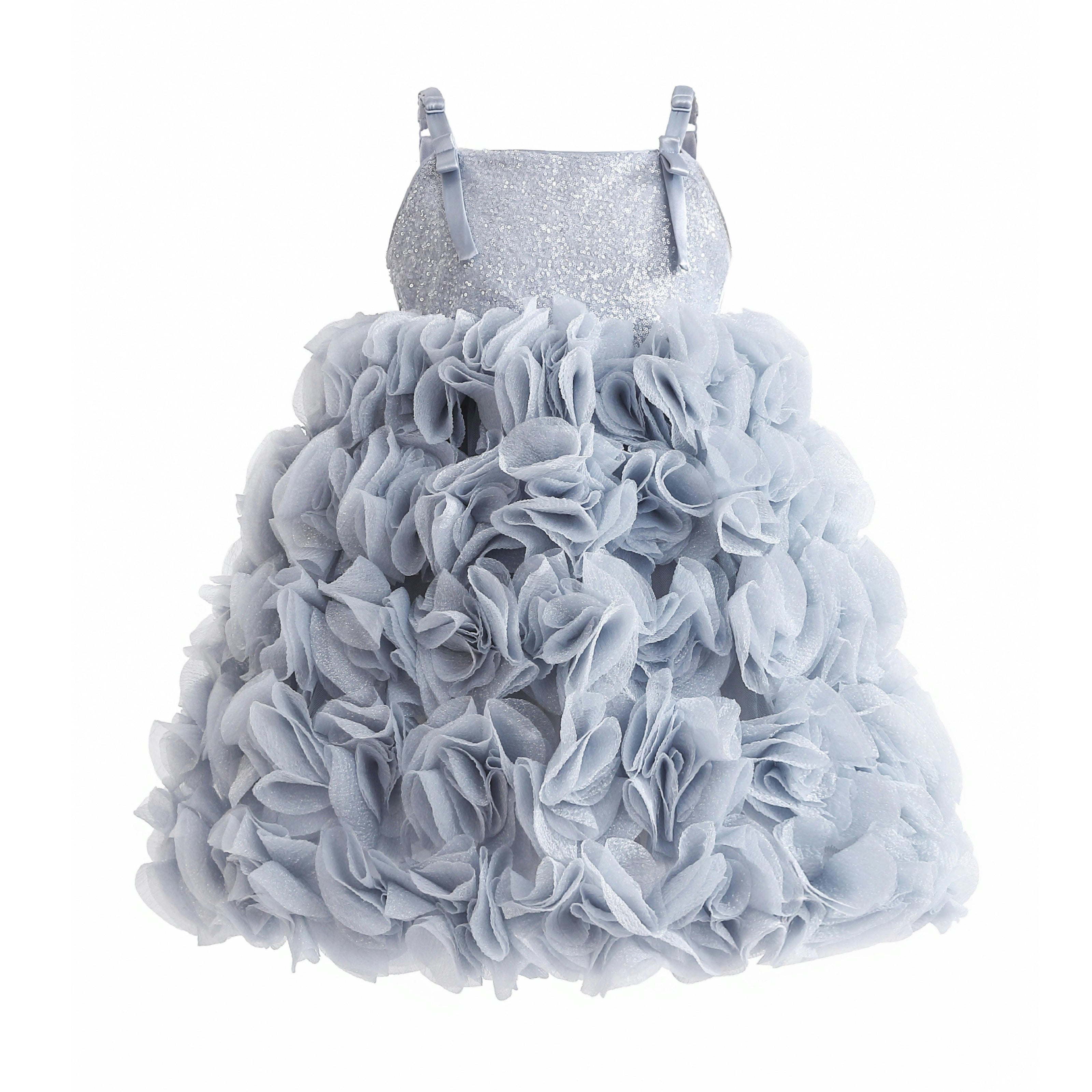 Blue Arabella Glitter Ruffle Dress