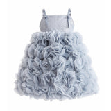 Blue Arabella Glitter Ruffle Dress