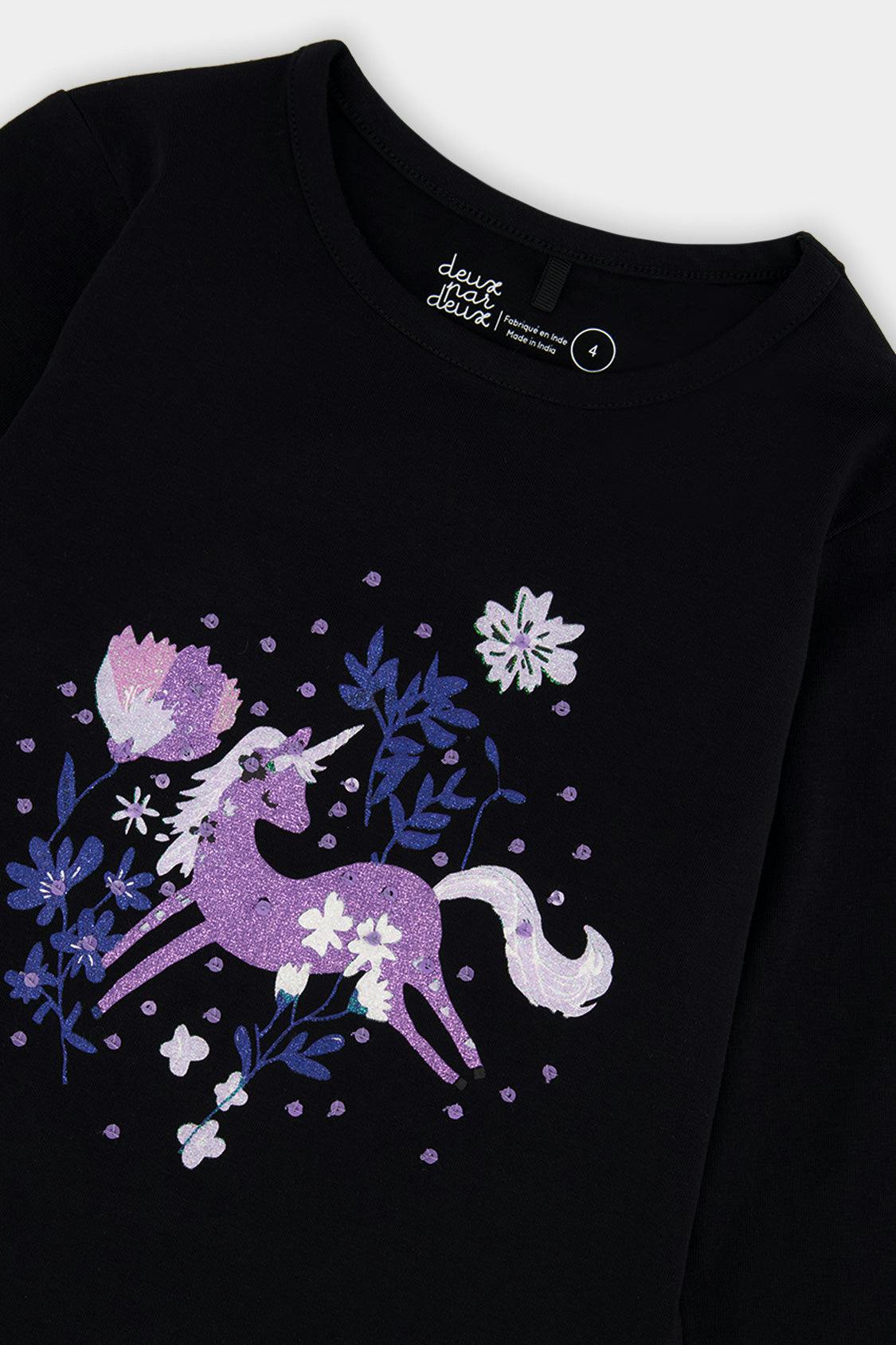 Organic Cotton Jersey T-Shirt Black And Mauve