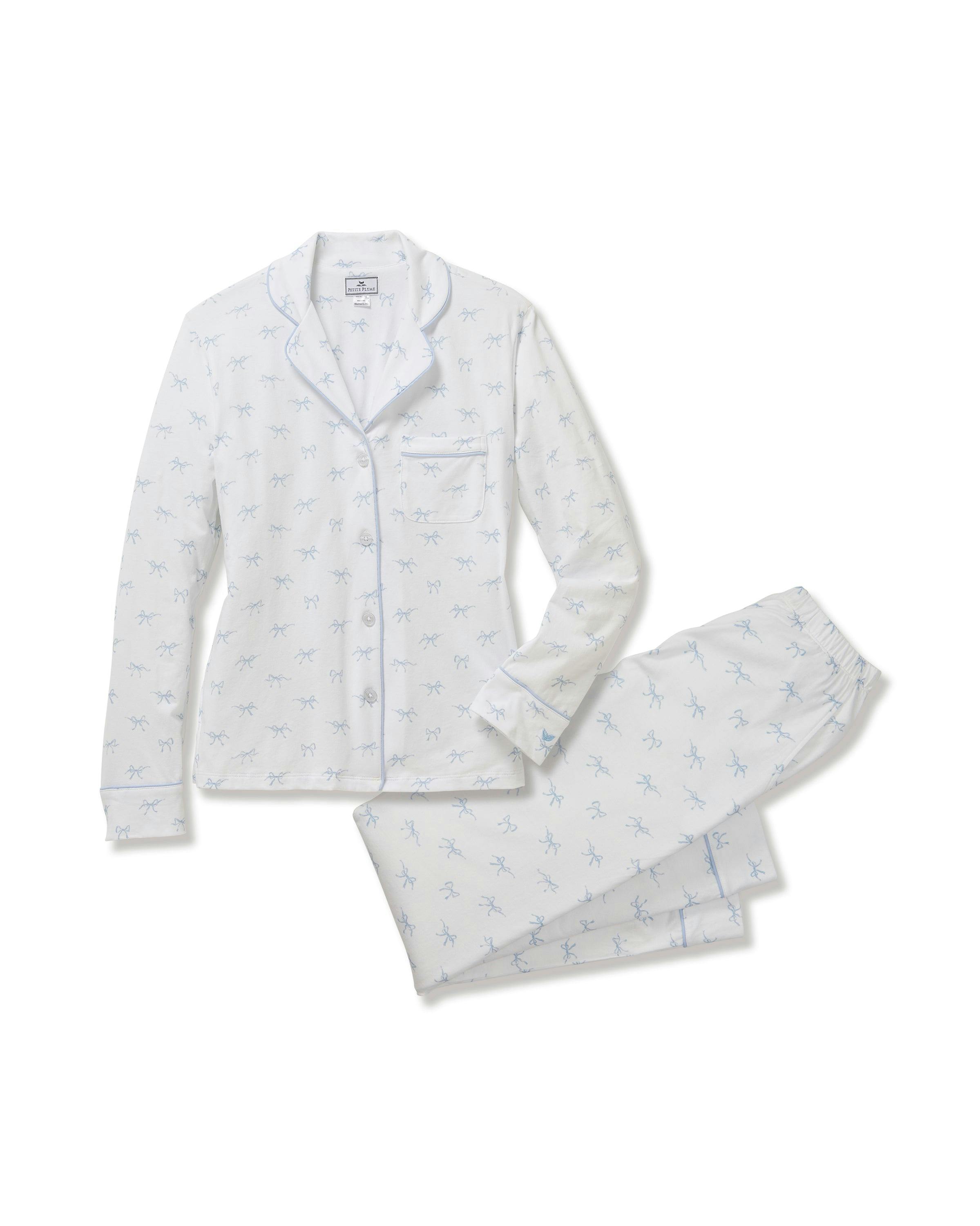Women's Pima Pajama Set in Something Blue Bows