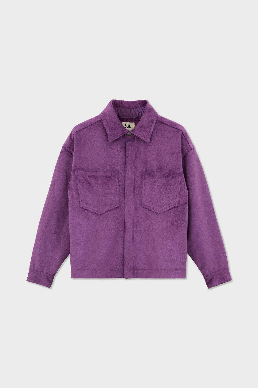Faux Suede Button Up Jacket