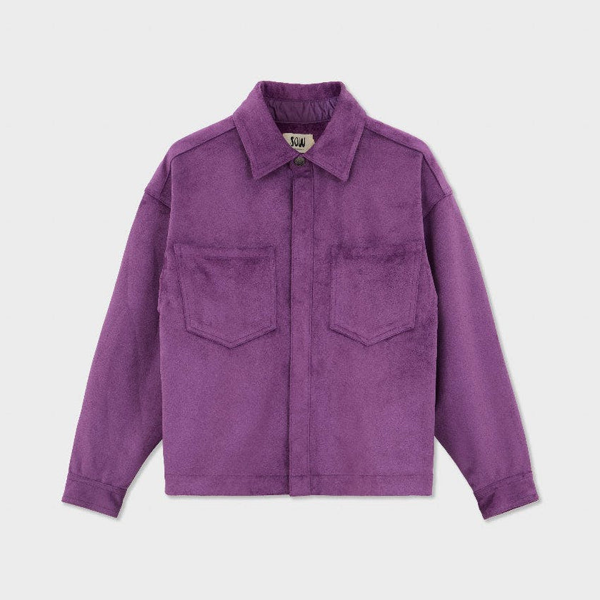 Faux Suede Button Up Jacket