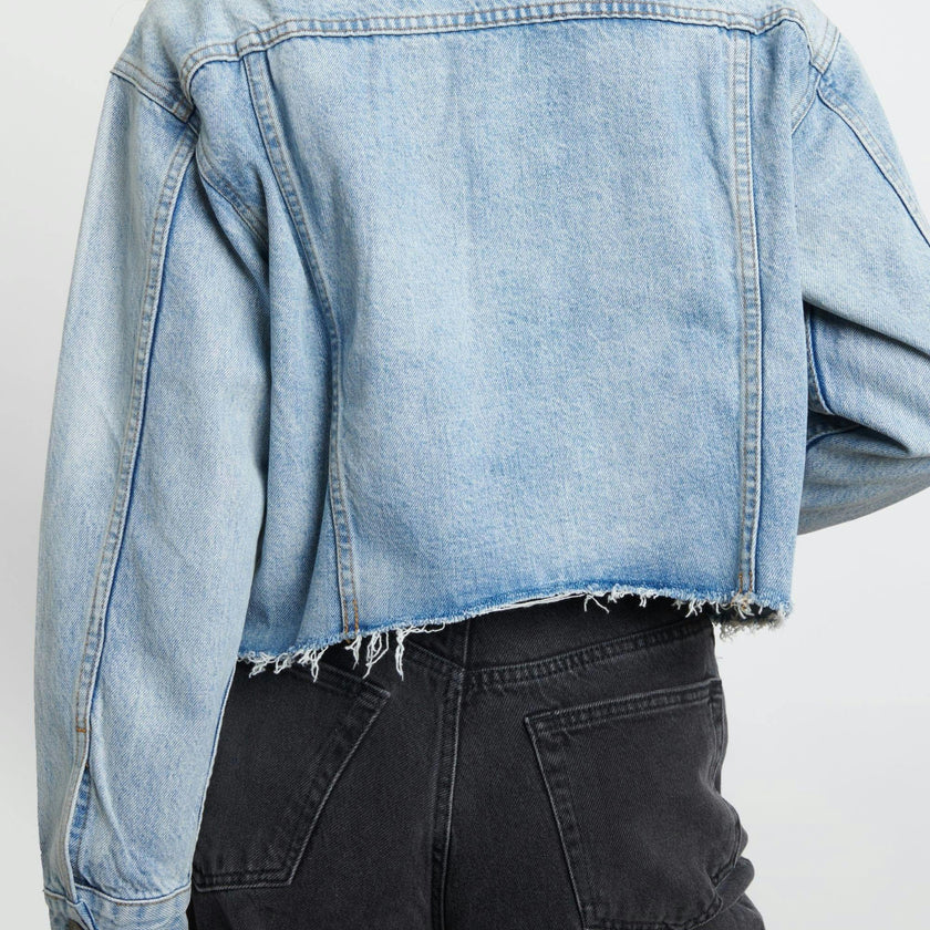 The Harvey Raw Hem Cropped Denim Jacket