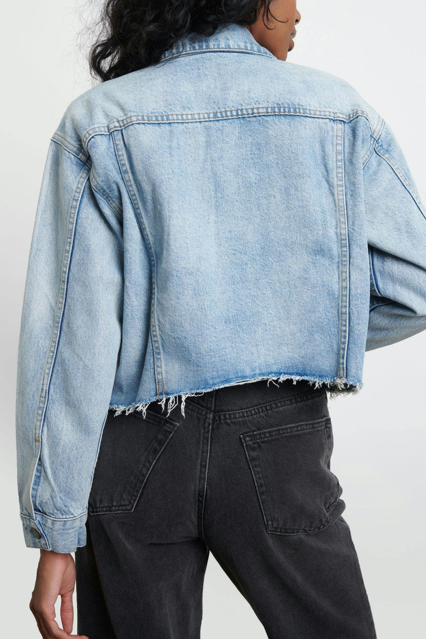 The Harvey Raw Hem Cropped Denim Jacket