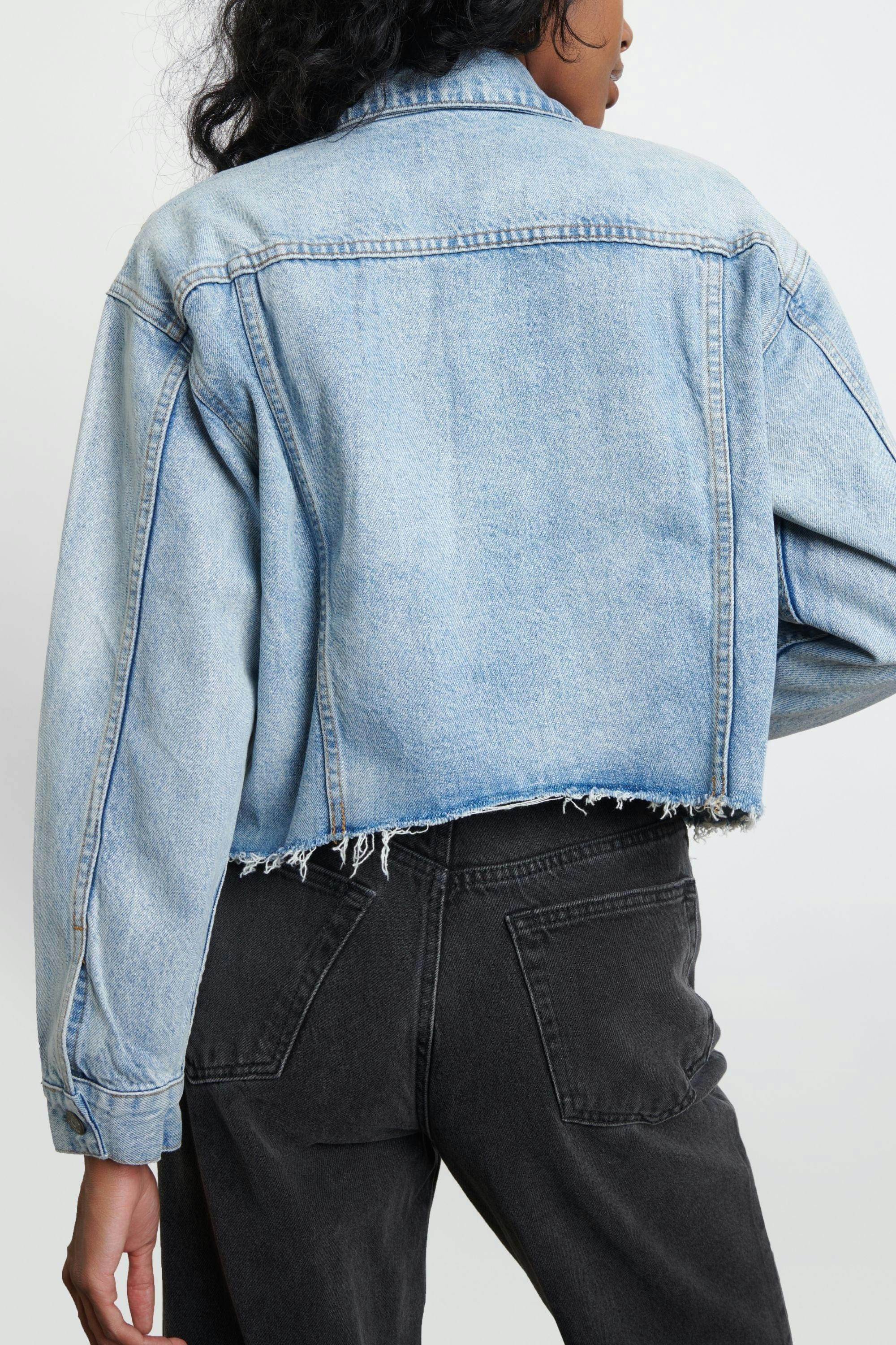 The Harvey Raw Hem Cropped Denim Jacket