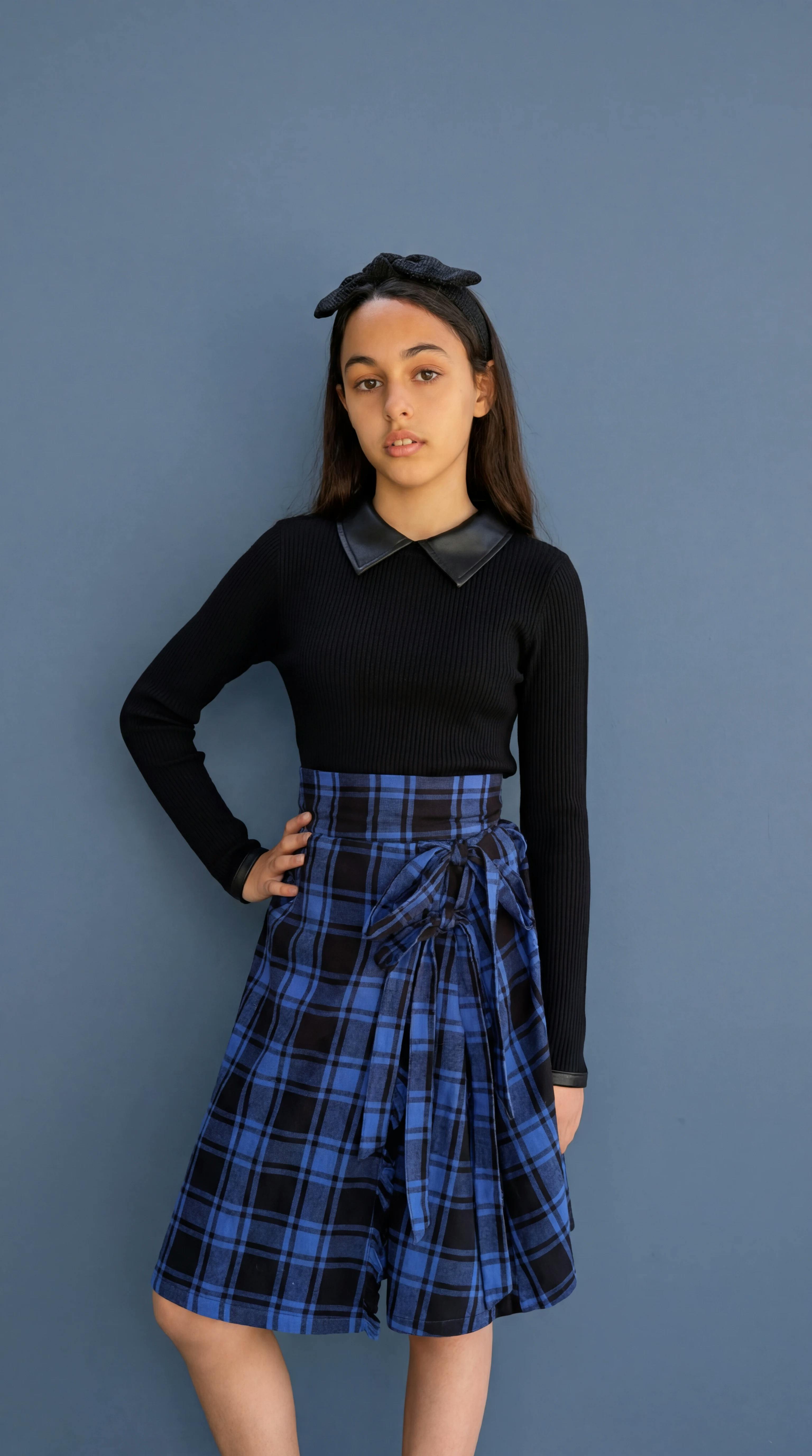 Double Bow Wrap Skirt_Plaid