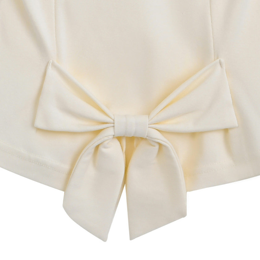 White Tee with Bow Back