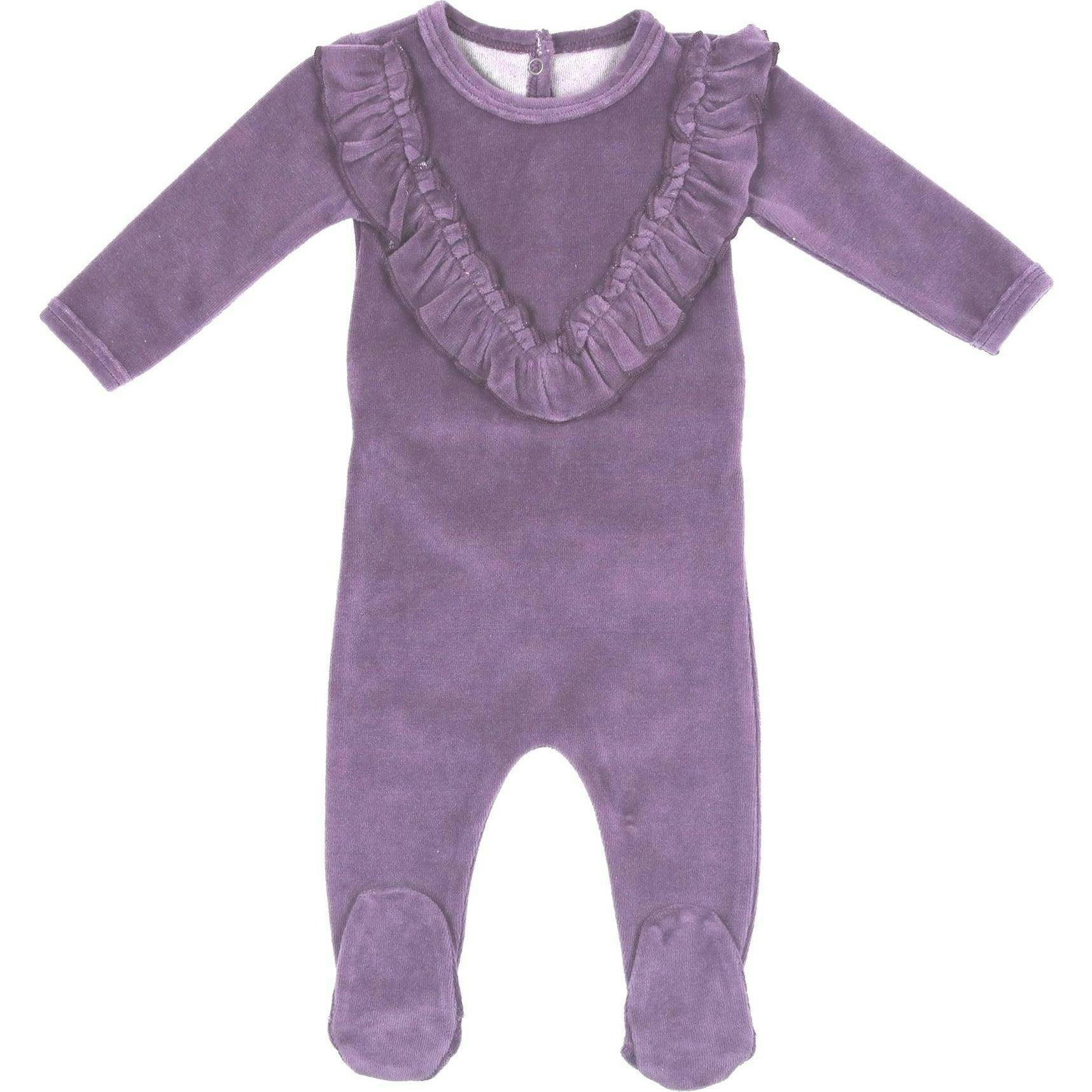 Velour Ruffle Long Sleeve Footie