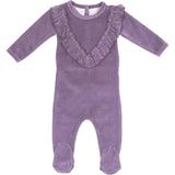 Velour Ruffle Long Sleeve Footie
