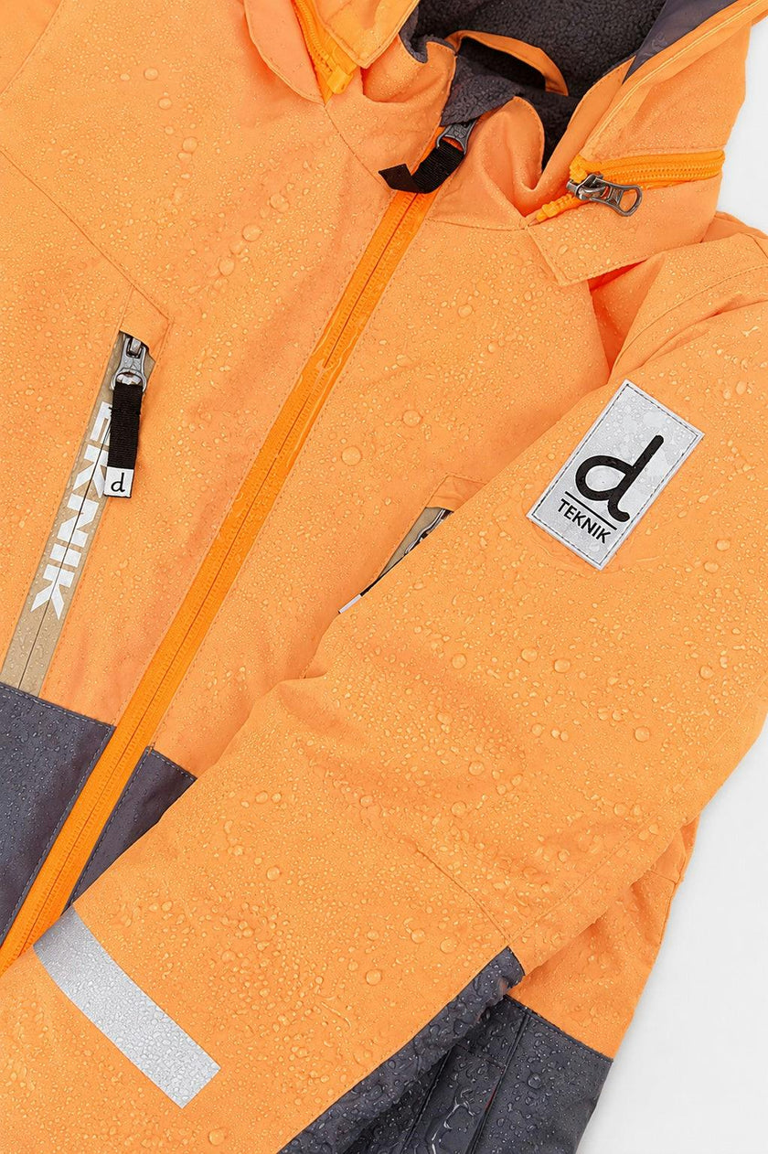 Two Piece Teknik Snowsuit Bright Orange Grey And Taupe