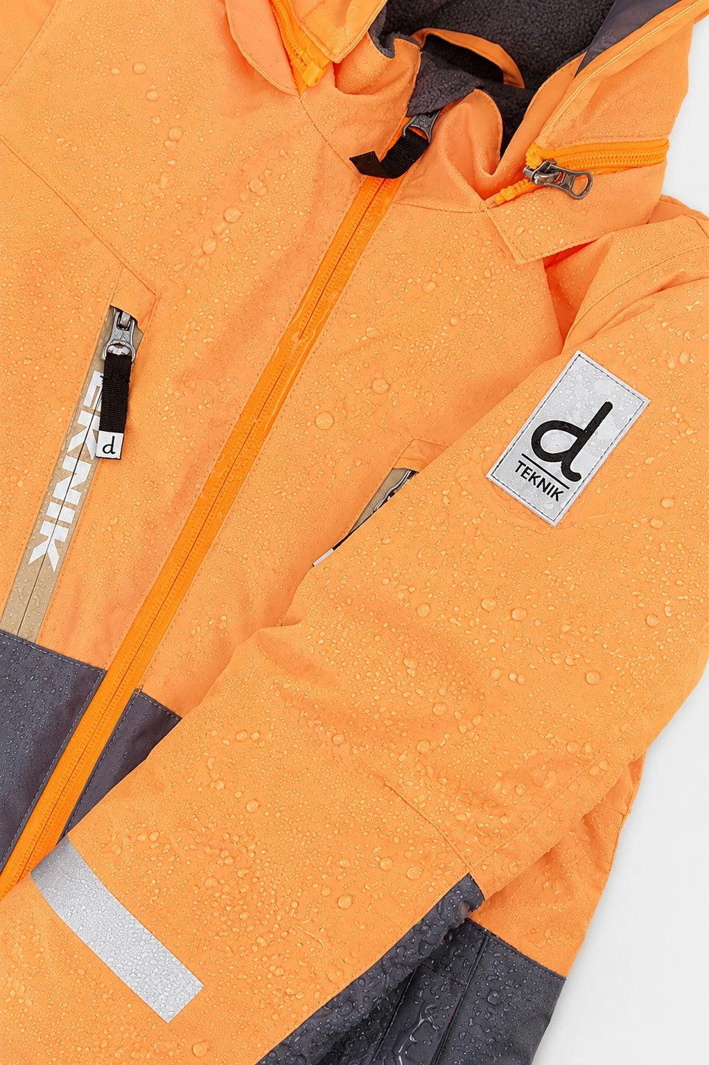 Two Piece Teknik Snowsuit Bright Orange Grey And Taupe