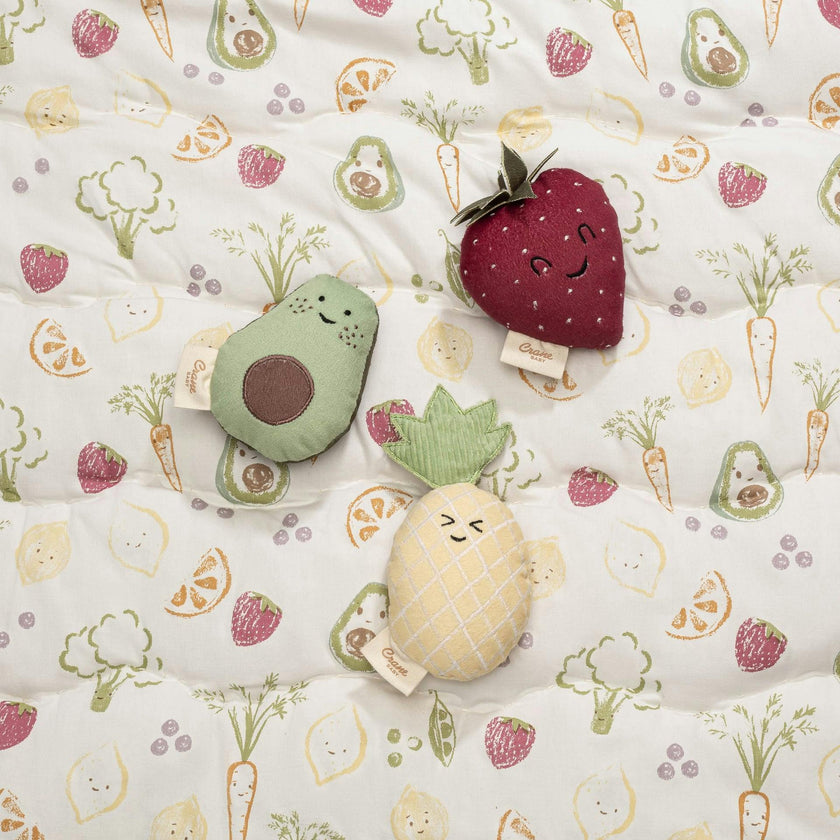 Clementine Fruits & Veggies Soft Plush Rattle Set (3 Pack)