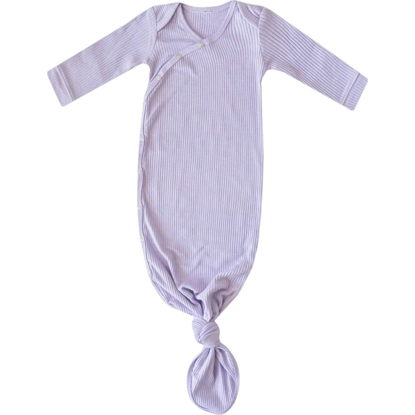 Periwinkle Rib Knit Newborn Knotted Gown