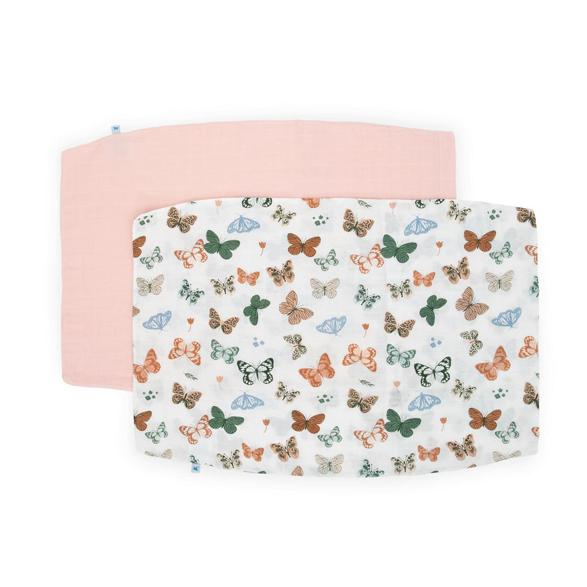 Cotton Muslin Pillowcase 2 Pack - Butterflies 2