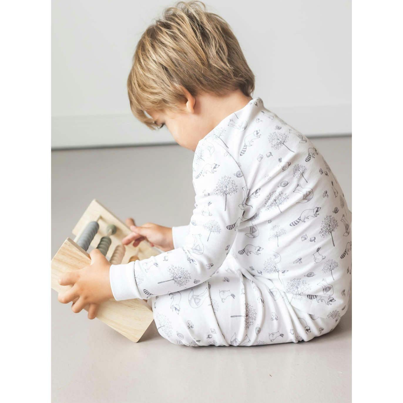 Gray Raccoon Pima Long Pajama Set