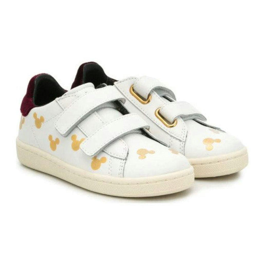 White Gold Mickey Print Shoes