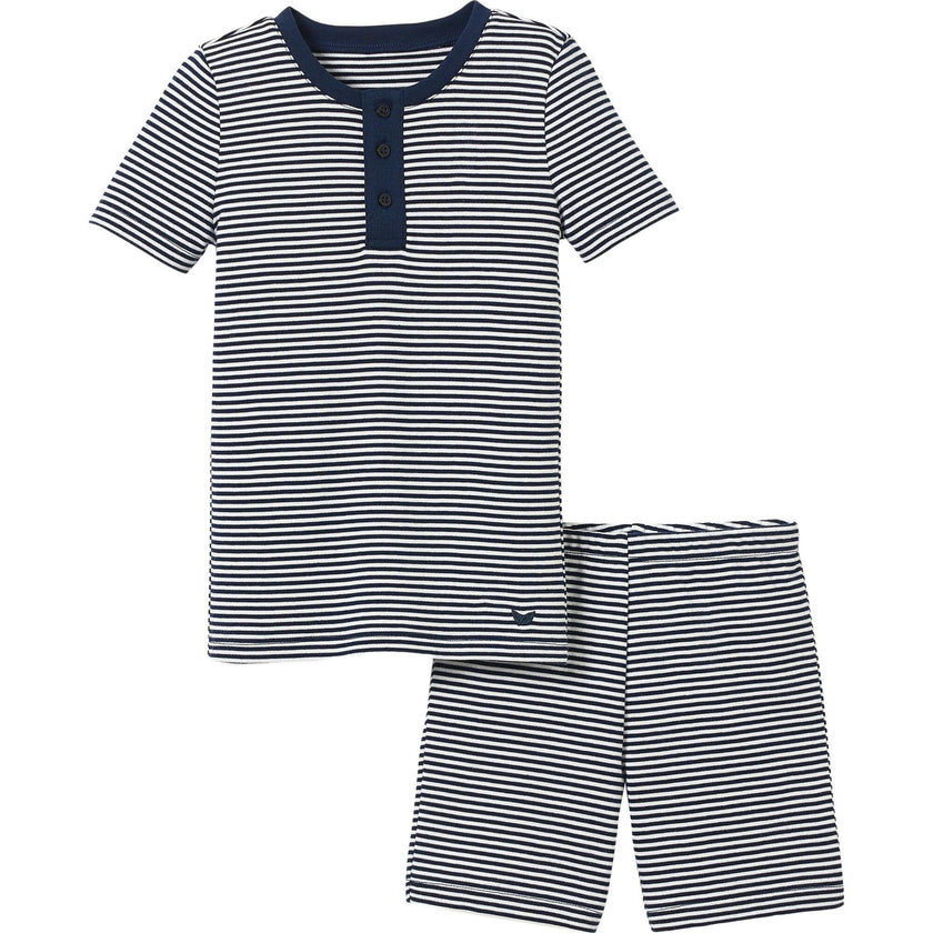 Kid's Pima Snug Fit Pajama Short Set in Pink Stripe