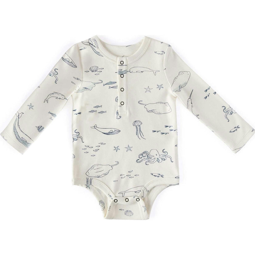 Henley Long Sleeve One-Piece, Beige