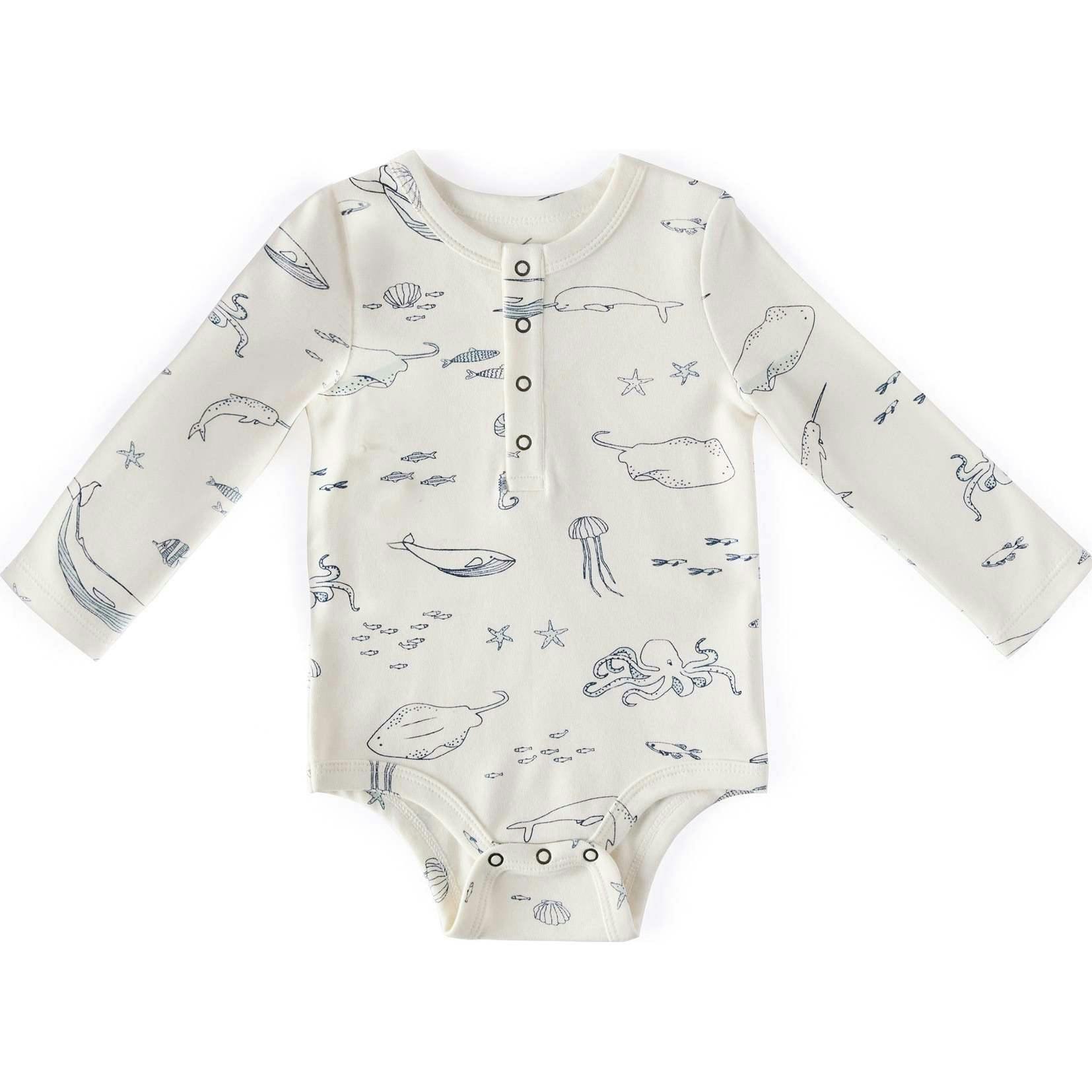 Henley Long Sleeve One-Piece, Beige