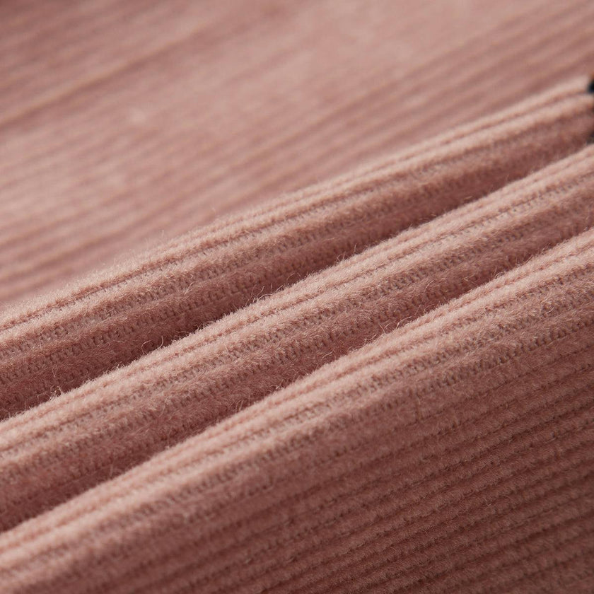 Mushroom Corduroy Long Sleeve Collared Dress