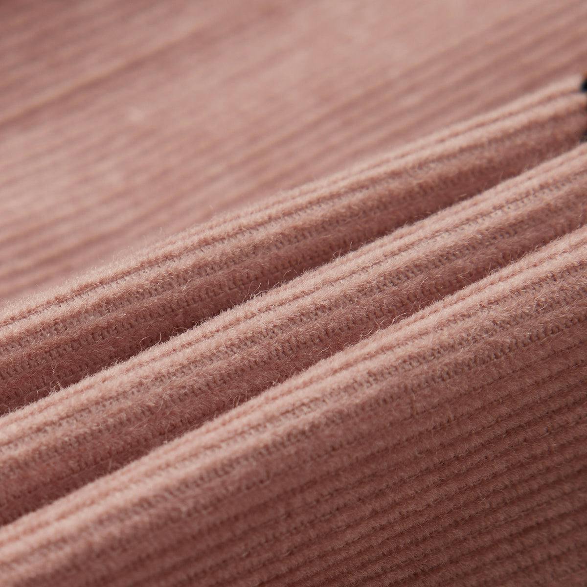 Mushroom Corduroy Long Sleeve Collared Dress