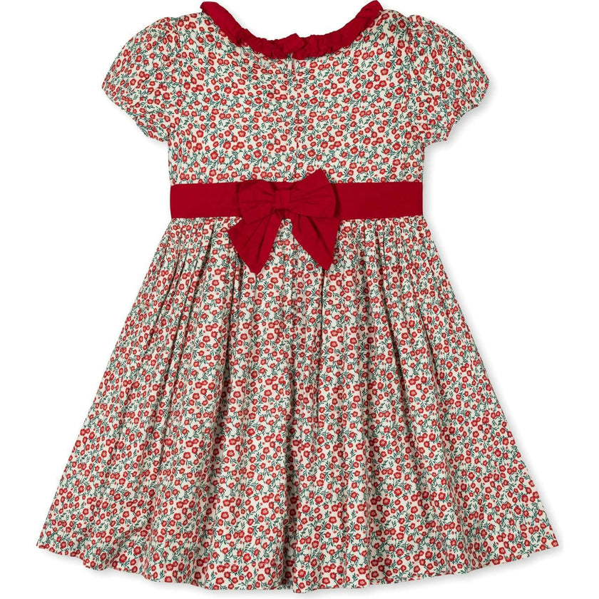 Baby Organic Puff Sleeve Ruffle Collar Sateen Dress, Red