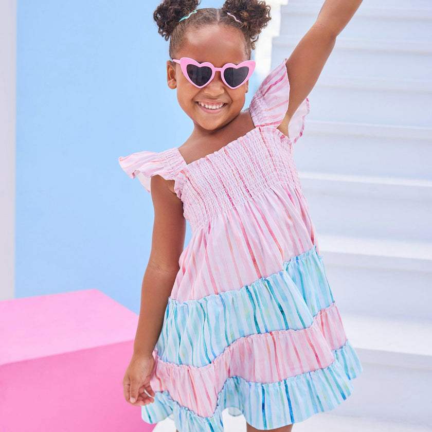 Twirl Dress - Watercolor Multi Stripe