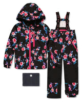 Two Piece Play Snowsuit Black Rose Print